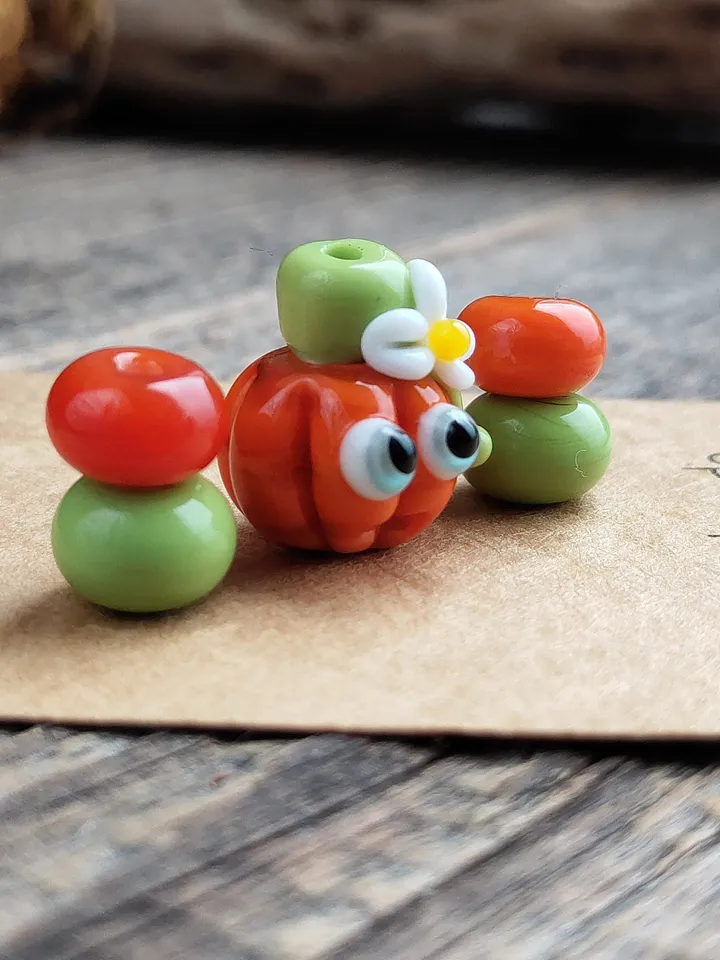 Tiny monster miniature Pumpkin figurine glass monster figurine Glass pumpkin for terrarium decoration Halloween miniature