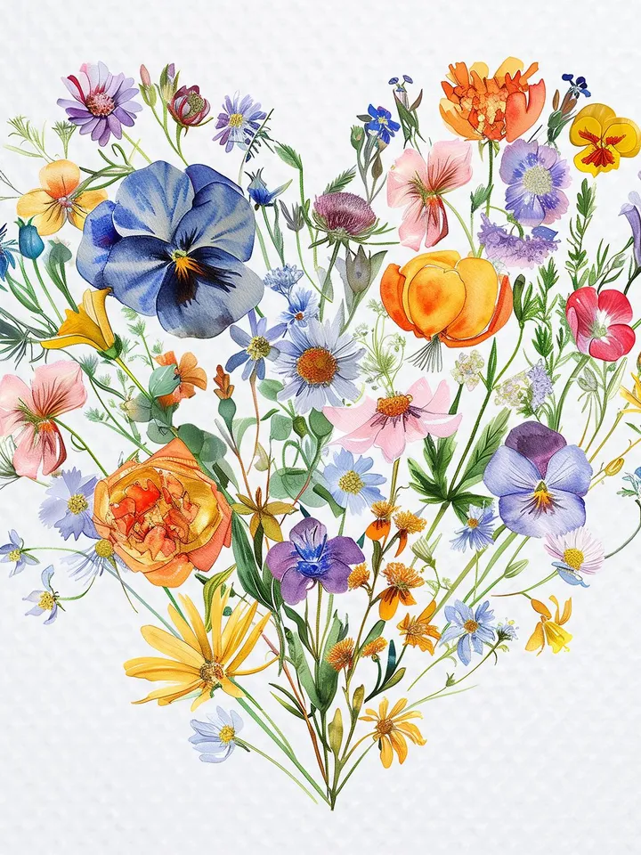18 Floral Heart PNG Budnle, Сherry blossoms clipart, Forget me not, Watercolor clipart for sublimation,  Digital download, Paper craft