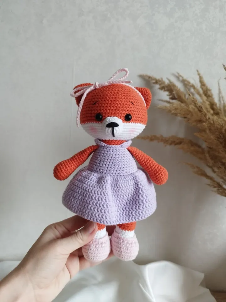 Crochet fox toy, stuffed animal toy, fox toy, amigurumi toy fox
