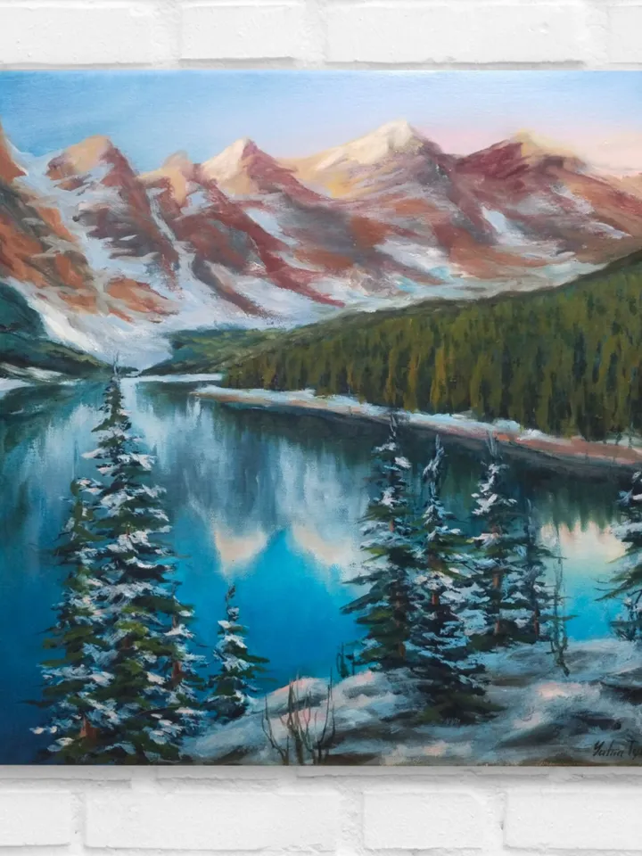 Moraine Lake oil painting Mountain landscape Fine art