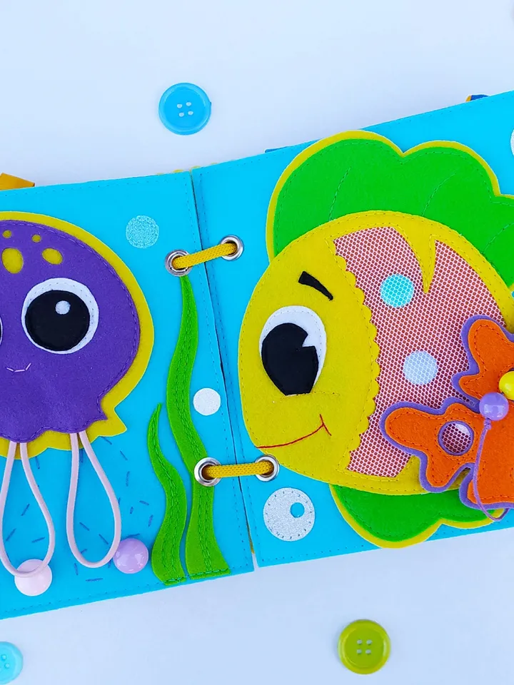 Sea Animals Quiet book Pattern PDF, Felt book pattern, Soft sensory book template, Quiet book sewing ideas for kids 2, 3, 4 year old