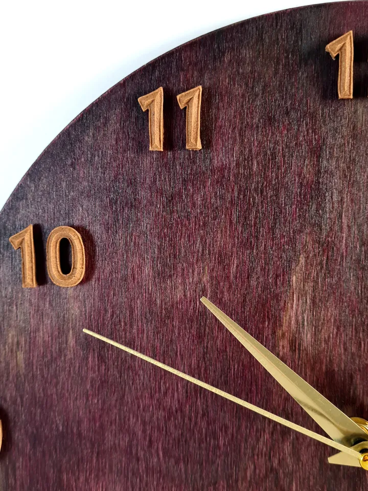 Wooden wall clock Unique wall clock with number Silent clock Handmade wall clock