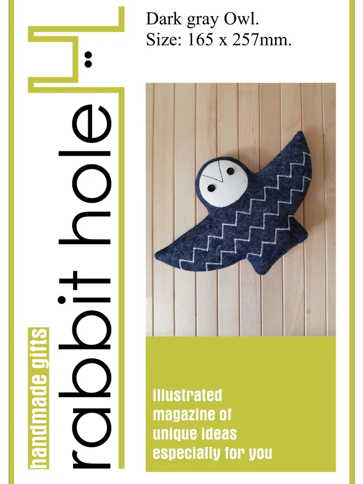 Black Felt Owl sewing pattern PDF, digital tutorial in english, Halloween doll pattern, felt doll diy