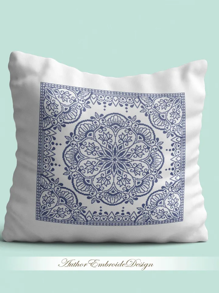 Square mandala cross stitch pattern PDF download Monochrome cross stitch chart, Mandala pattern digital for cross stitch pillow #M271