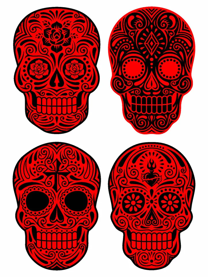 Sugar Skull Svg , Sugar Skull Silhouette, Skull Bundle Svg, Sugar Skull Cut Files, Day of the Dead Svg