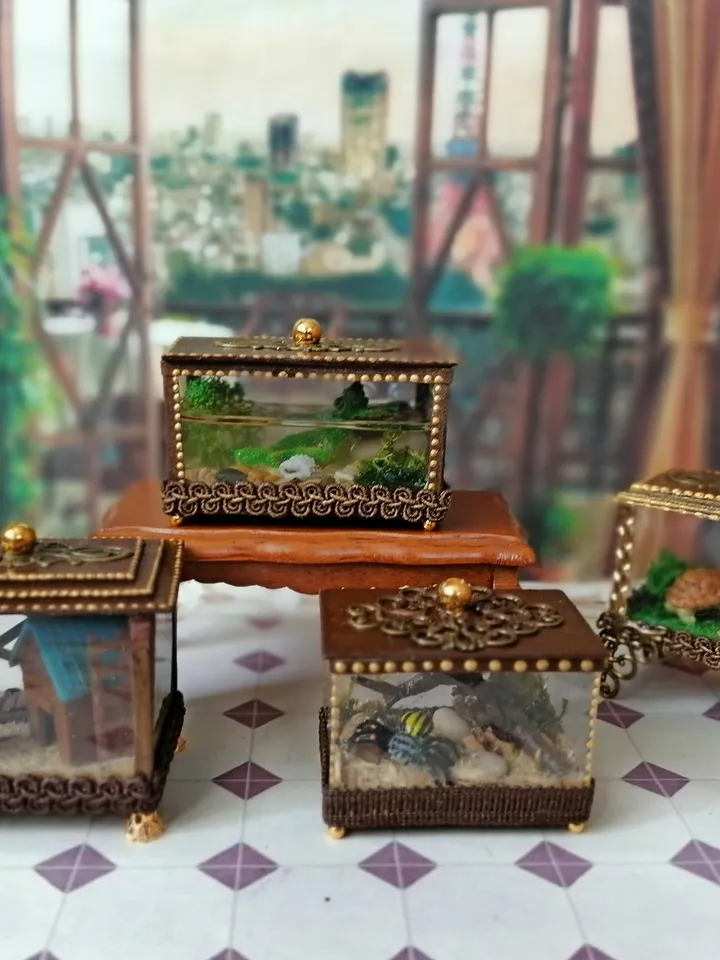 Terrarium with a hamster. Hamster cage. Puppet miniature.1:12 scale.