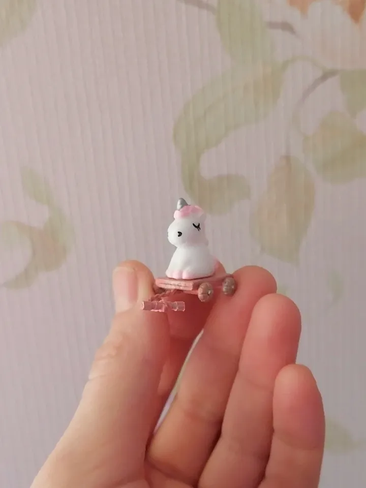 Unicorn on a cart. Puppet miniature. Scale 1:12. Dollhouse miniature.1:12 scale.