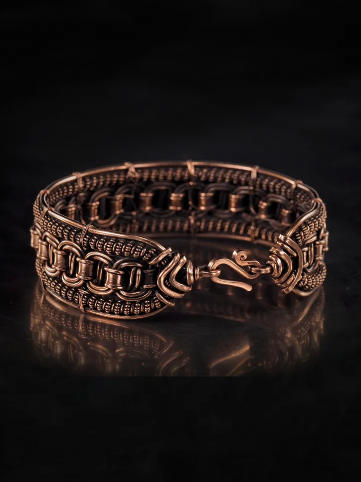 Woven copper wire bracelet Antique style handcrafted copper jewelry Unique gift