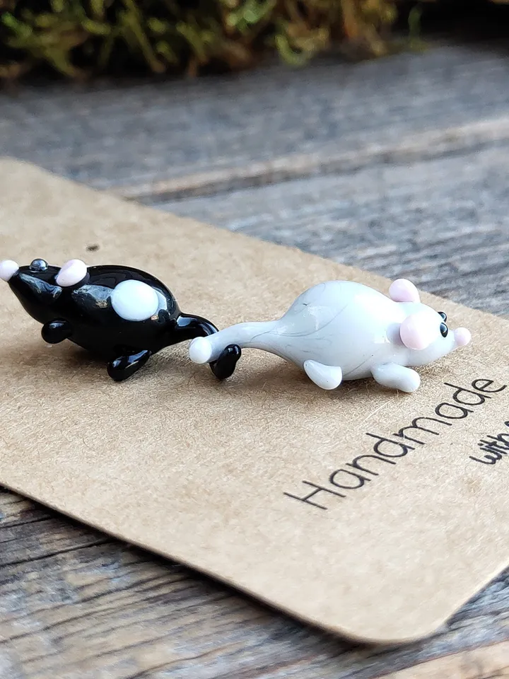 Mouse figurine Rat gifts Pet mouse Rat toy Glass rat art Mouse miniature Dollhouse miniature Miniature animals Tiny glass mouse White rat