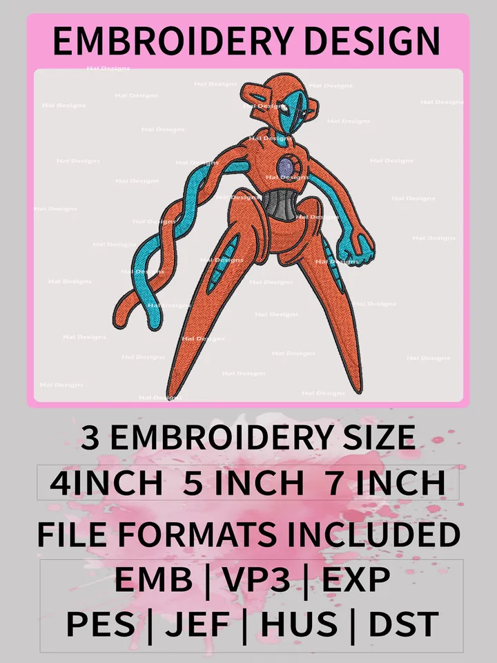 Pokemon Deoxys Embroidery Design, Pokemon Dmbroidery, Anime Design, Embroidery file, Digital download