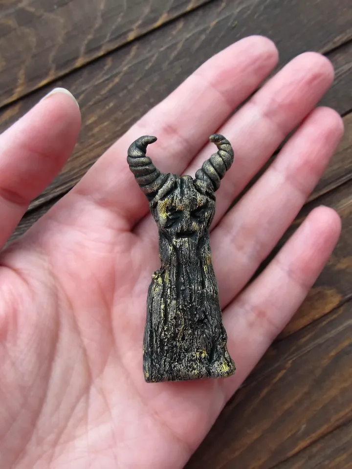 Horned God Demon Witch doll Altar pagan Decor Statue Ooak Occult Symbol Spirit Doll figurine Small pocket idol Figure board game Handmade figurine polymer clay