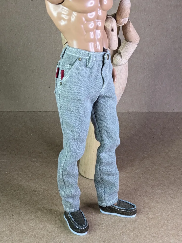 Realistic handmade khaki jeans for 13 inch fashion male doll (Adonis doll)