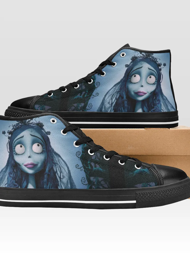 Corpse Bride Shoes, High-Top Sneakers, Handmade Footwear