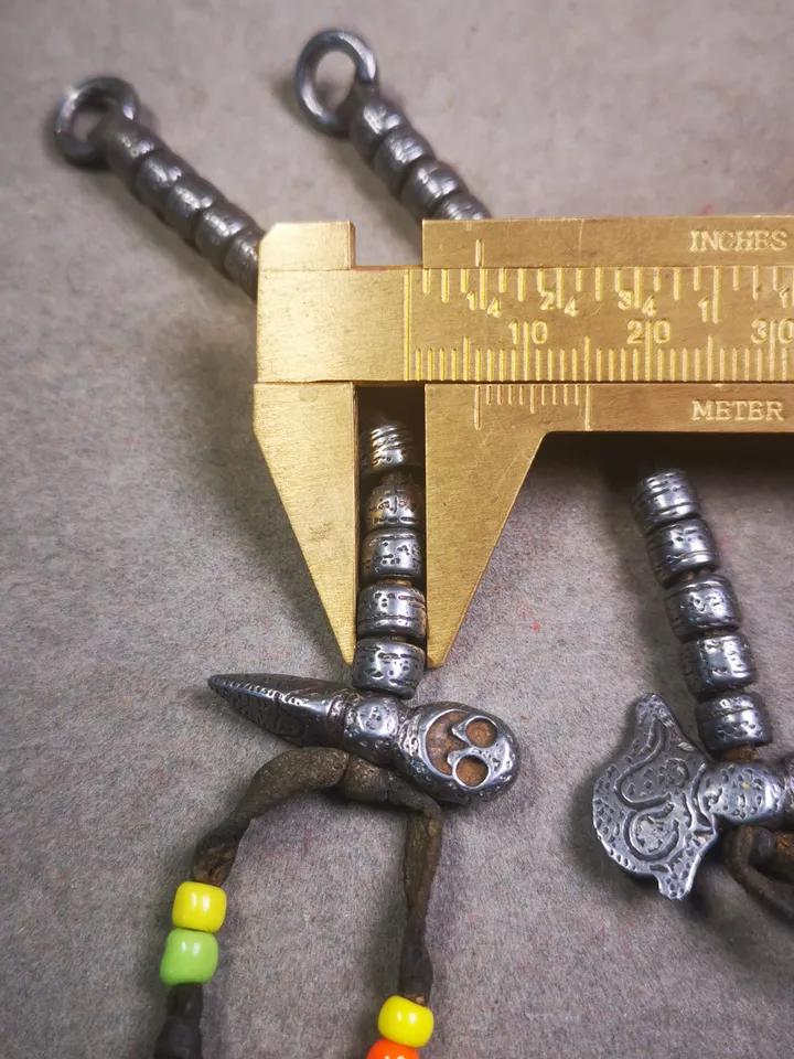 Gandhanra Handmade Tibetan Buddhist Mala Counters,Prayer Bead Counters,with Skull Kartika and Kila Pendant,Made of Cold Iron