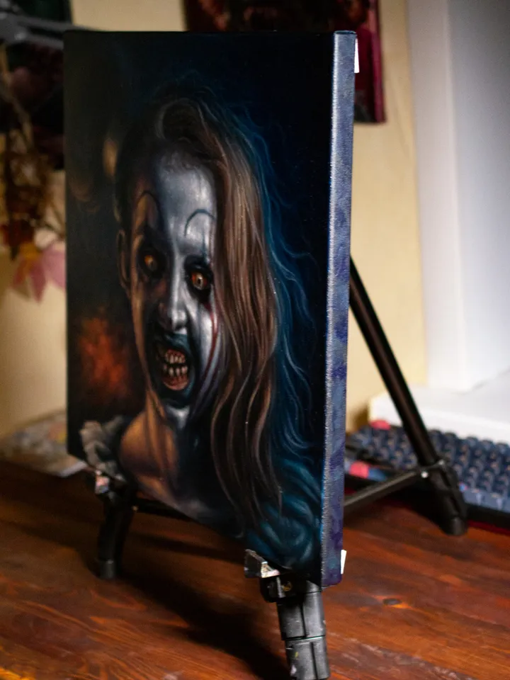 Original oil painting Little pale girl
