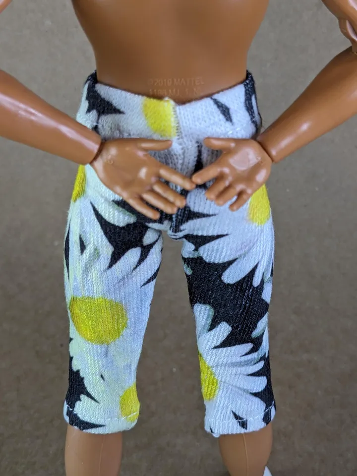 Floral printed elastic long shorts for for 12 inch fashion male dolls