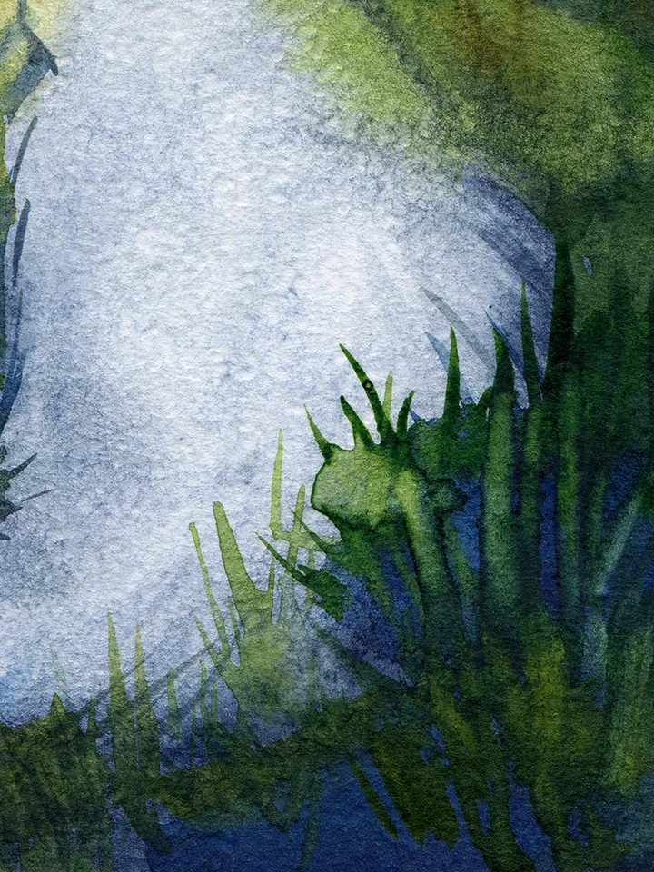 White cat by the pond, Watercolor digital file JPEG in 3 colors, Art print from the original painting