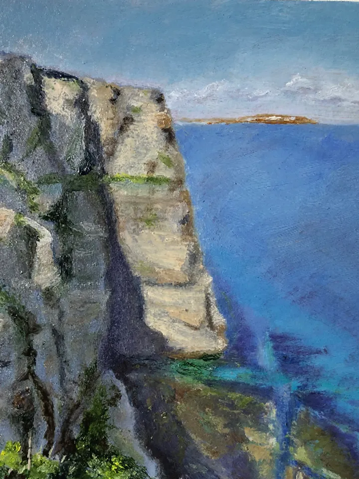 Rocky coast seascape original oil painting hand painted modern painting wall art 6x9 inches