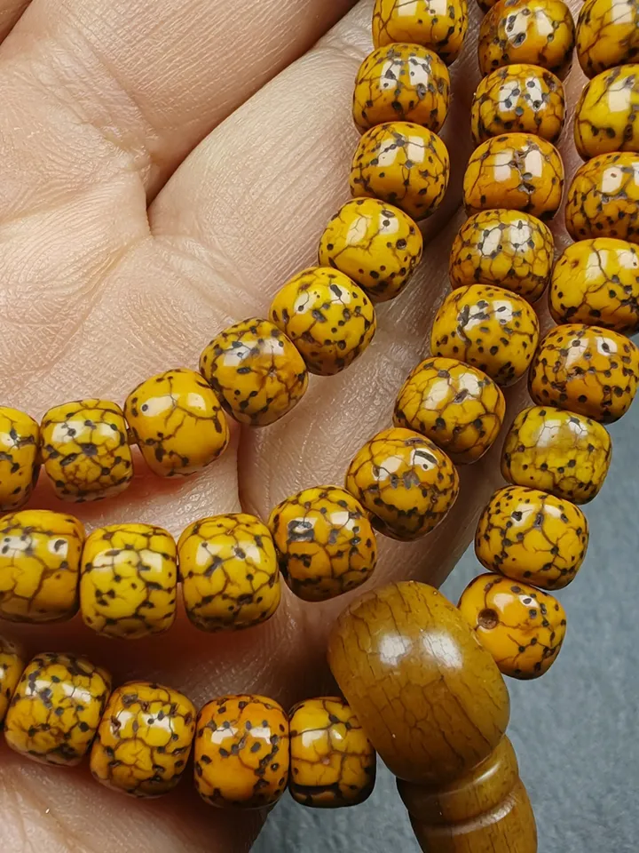 Gandhanra Old Tibetan Mala Beads Necklace,7mm Lotus Seed Beads Prayer Beads Bracelet,12.6&quot; Length