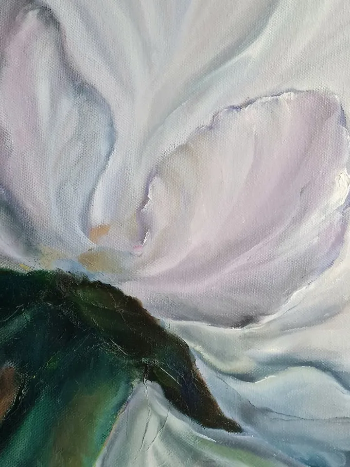 Flower oil painting Large blossom white flower Original camellia art on canvas