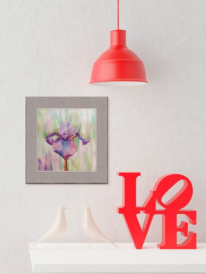 Lilac iris Flower Original Wall Art Painting Watercolor Artwork picture floral