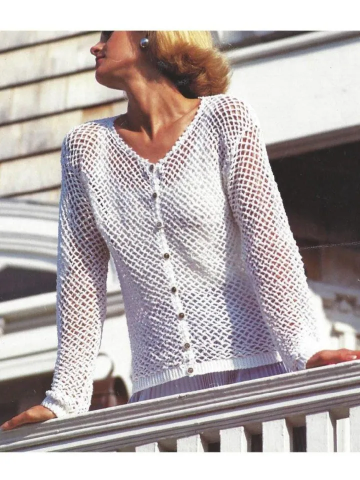 Mesh cardigan crochet pattern, easy summer cardigan jacket top long sleeve cardigan PDF