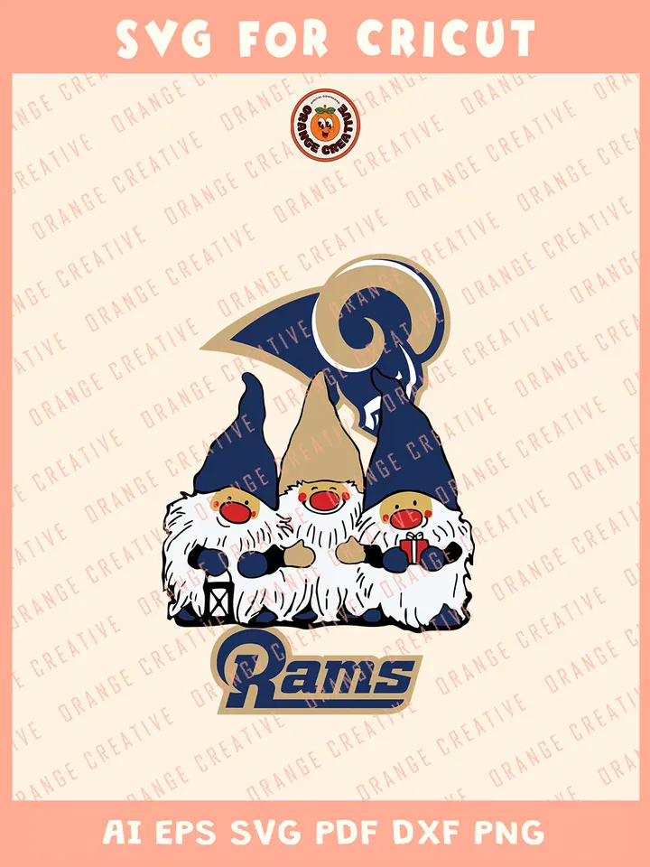 Los Angeles Rams Gnomes Svg, NFL Los Angeles Rams Team Svg, NFL Football SVG for cricut, Rams Team Gift For Girls, Svg Files for Cricut, Png, Dxf, Digital Download