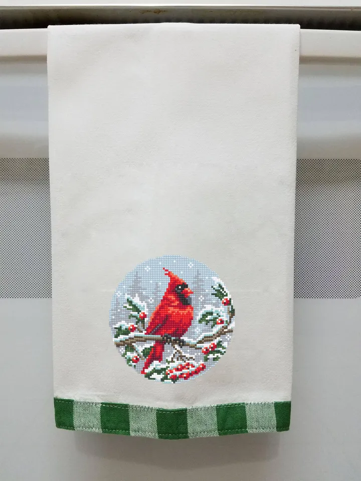 Christmas cardinal cross stitch pattern PDF download Red bird cross stitch chart, Christmas pattern digital PDF, Cardinal embroidery #N161