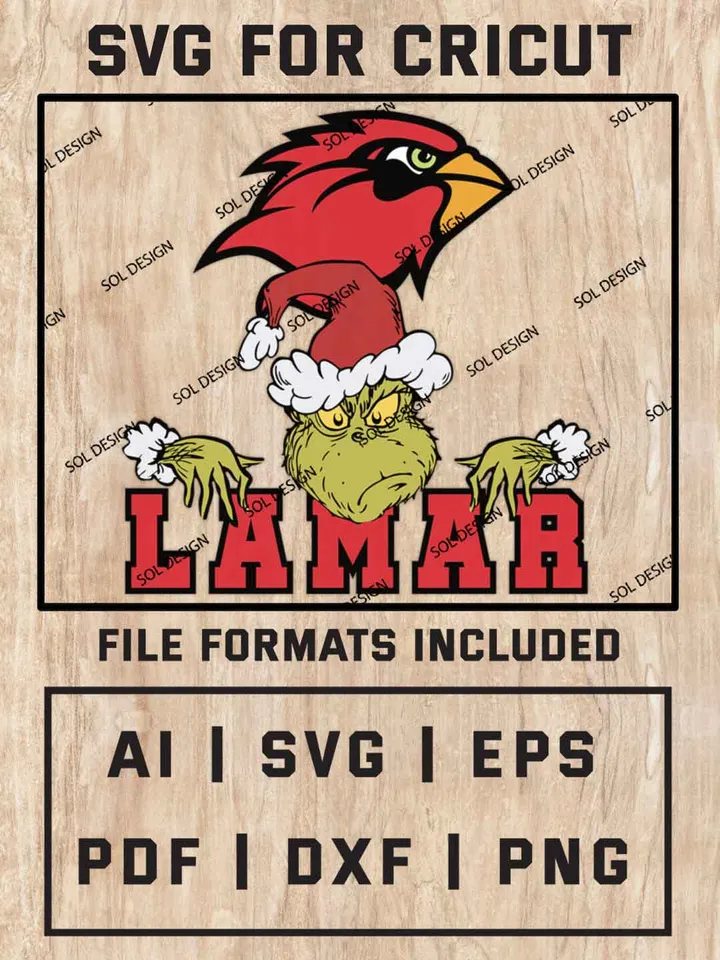Grinch Lamar Cardinals SVG, NCAA SVG Design, NCAA Lamar Cardinals SVG, NCAA Lamar Cricut, Christmas Svg, Grinch svg, Digital Download