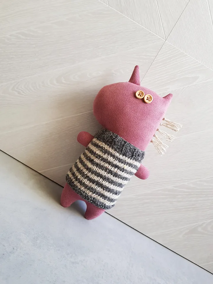 Animal Dolls sewing and knitting patterns PDF, Unicorn and Horse in striped sweaters, Digital tutorial in English, rag dolls diy
