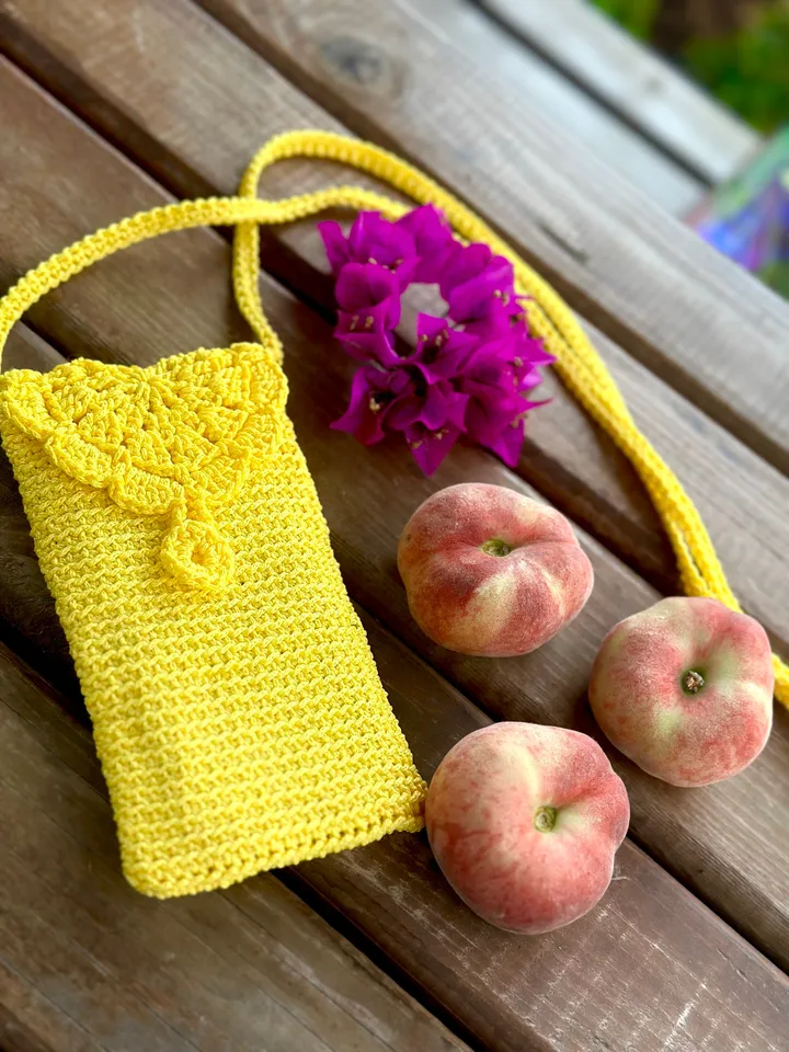 Crochet crossbody bag pattern, cell phone pouch, crochet mini purse, mobile phone case, summer shoulder messenger bag, DIY