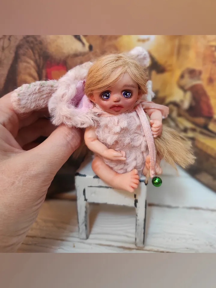 Teddydoll sheep. Miniature doll.