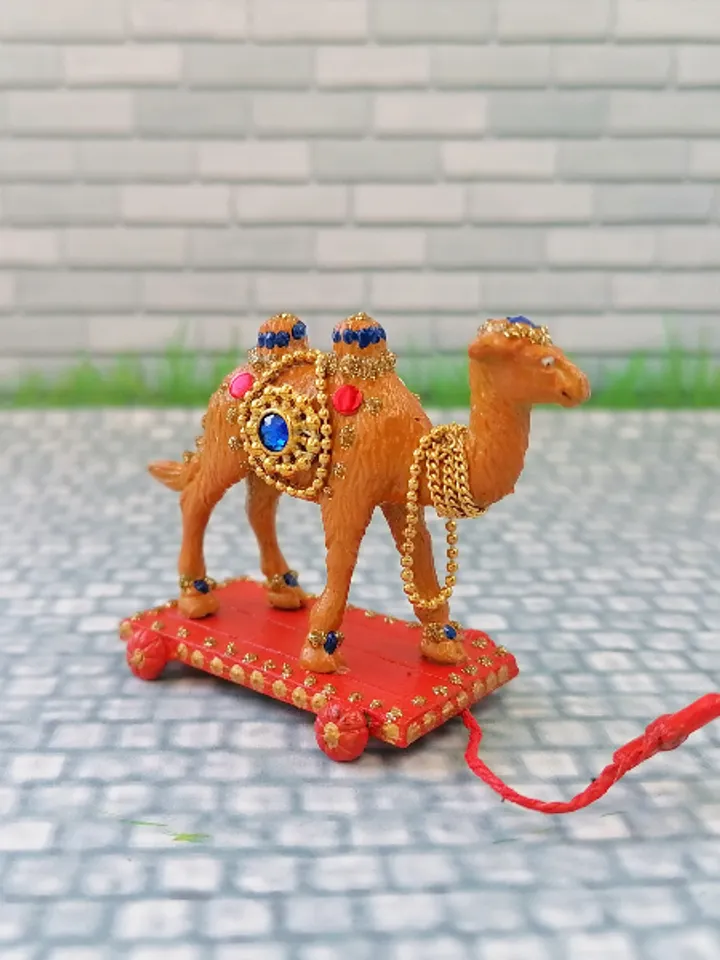 Camel on a cart.Dollhouse miniature.Doll toy.Puppet miniature. 1:12 scale.