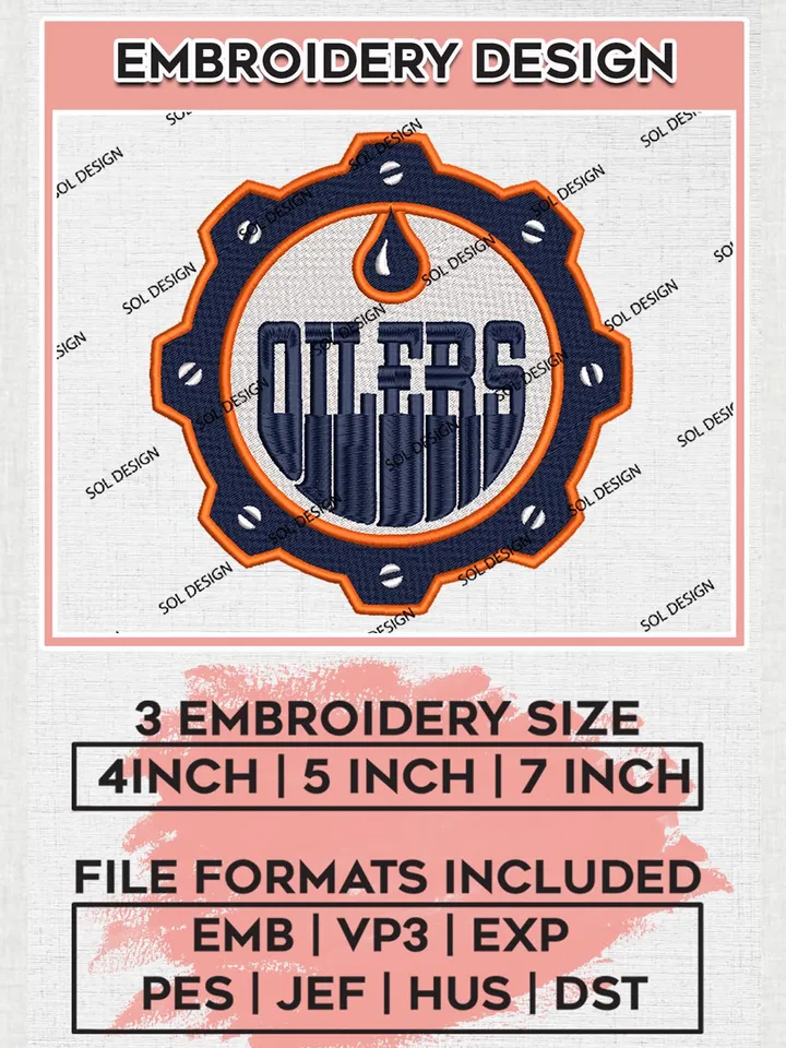 NHL Oilers Round Logo Embroidery Designs, NHL Edmonton Oilers Team Logo Embroidery, NHL Embroidery Designs, NHL Machine Embroidery Designs, Digital Download