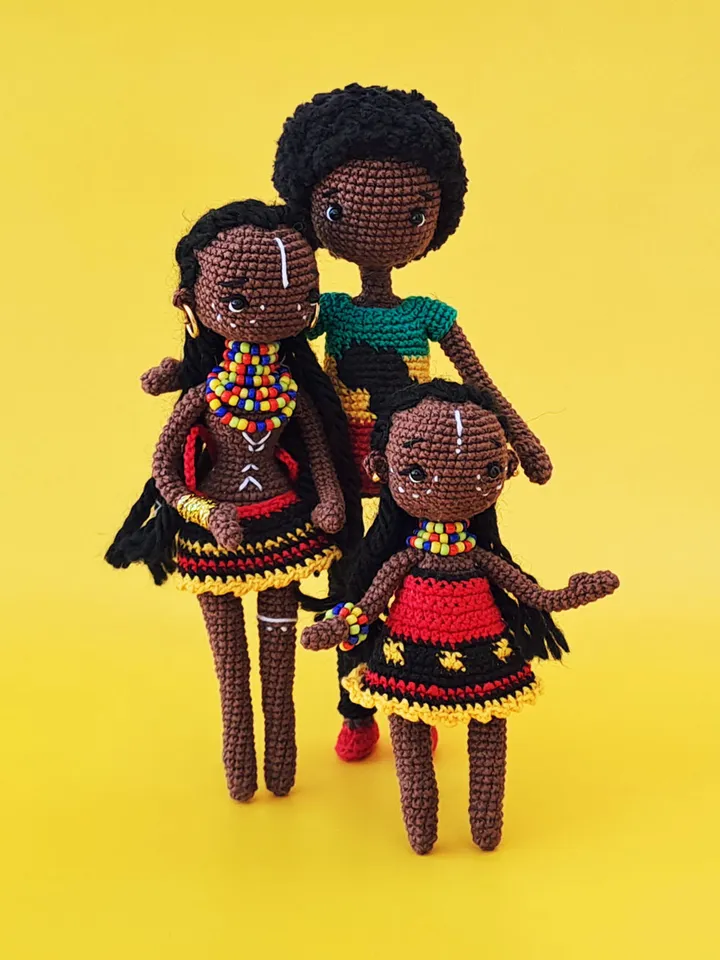 Pattern african baby doll, crochet african doll, pattern little african doll, crochet black doll