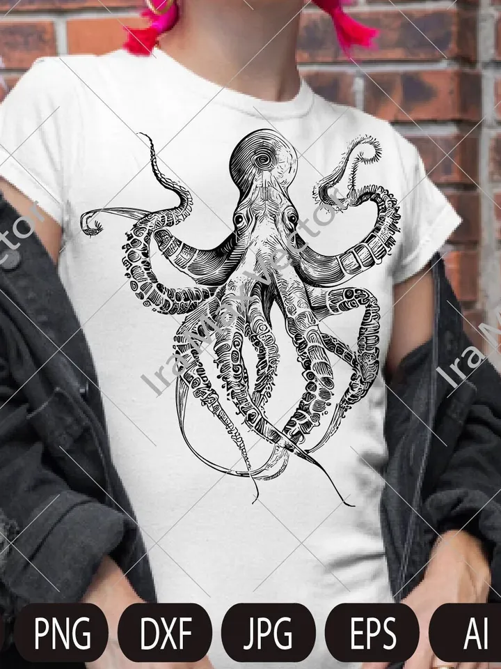 Octopus SVG, kragen svg, Octopus printable, Octopus detailed, Octopus clipart