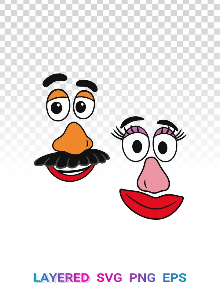 Mr and Mrs Potato Head PNG, Toy Story SVG Transparent
