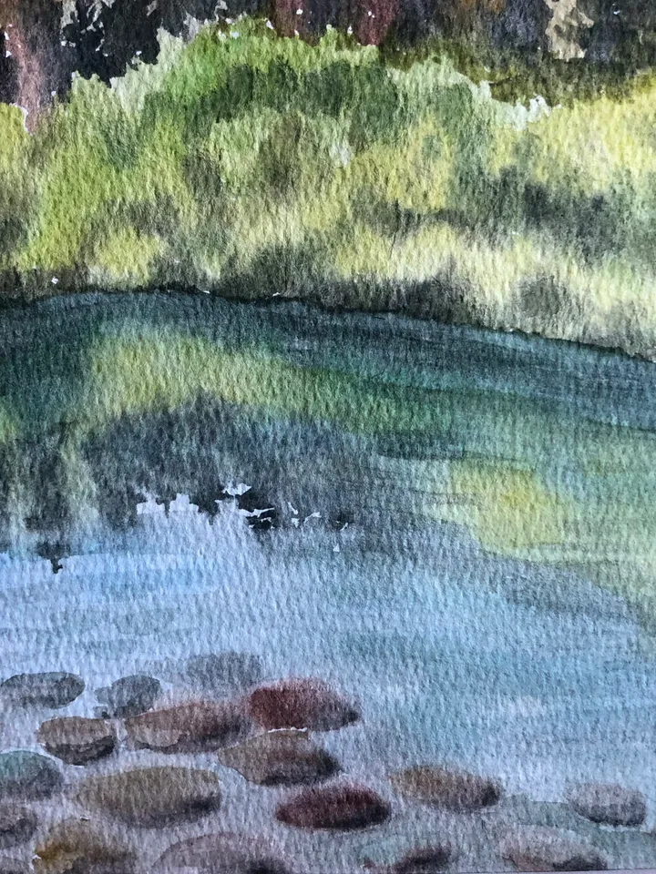 Lake in the mountains original watercolour painting hand painted modern painting wall art original artwork 8x11 inch