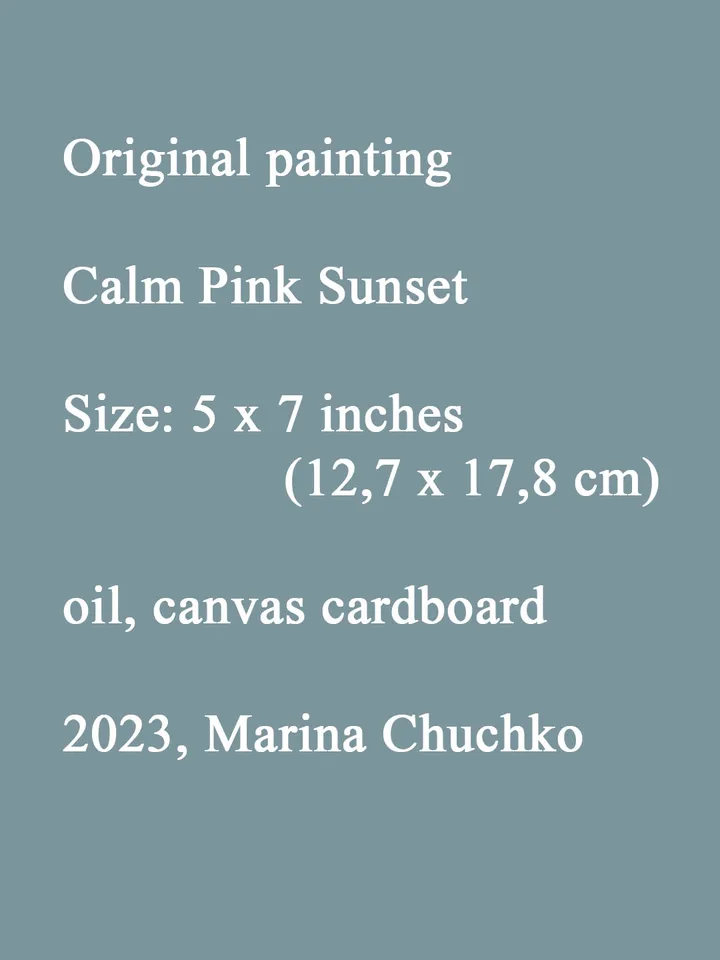 Calm Peach Sunset Painting 5x7" ORIGINAL ART Impressionist Small Sea artwork Signed by artist Marina Chuchko