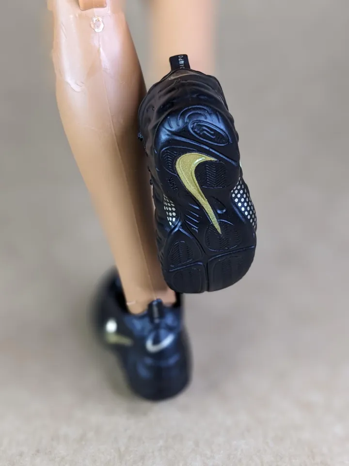 Premium black & gold sneakers for 12 inch male dolls