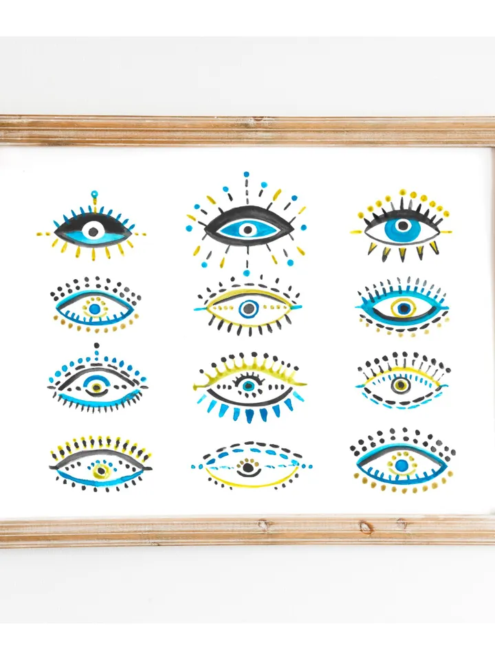 Evil Eye Print Blue Evil Eye Nazar Poster Evil Eye Wall Decor Abstract Eye Drawing Boho Eye Art Print Turkish Evil Eye Art Poster