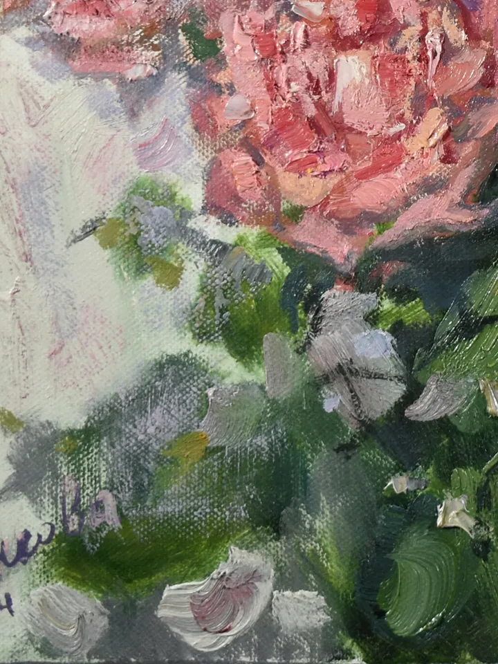 Roses Painting Red Flowers Artwork Floral Canvas Original Art Impressionism 油畫原作