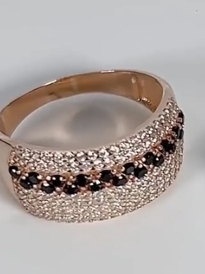 Ring 925 silver gold plated with spinel and cubic zirconia