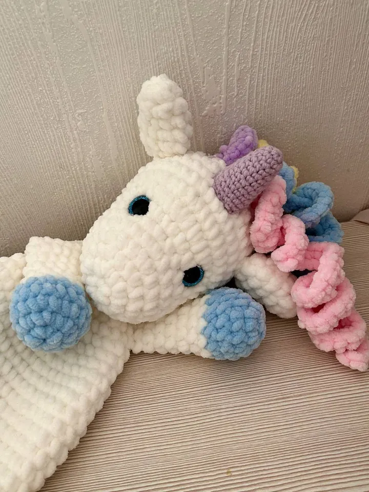 Crochet unicorn snuggler pattern Amigurumi unicorn lovey pattern Crochet cuddle toy tutorial