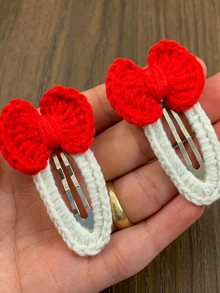 Crochet Bow Hair Clip Pattern, Scalloped Edge Bow Applique PDF, DIY Snap Clip Cover, Cute Decorative Hairpin, Handmade Accessory