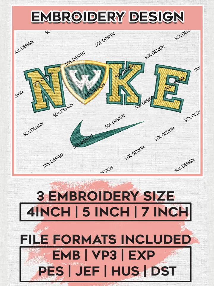 Ni.kee Wayne State Warriors Team Logo Embroidery Design Files, NCAA Wayne State Warriors Machine Embroidery, NCAA Teams, 3 sizes, NCAA Machine embroidery designs, Digital Download