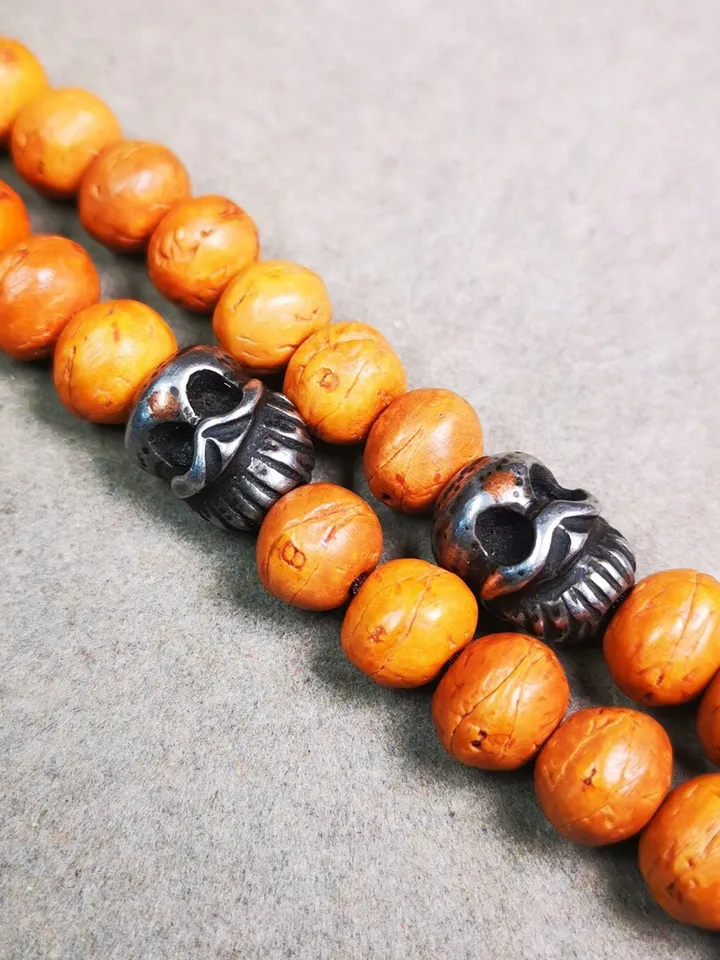 Gandhanra Handmade Tibetan Amulet,Skull Citipati Pendant Bead,Spacer Bead for Mala,Bag Hanging,Prayer Bead Accessories,0.47" × 0.4"