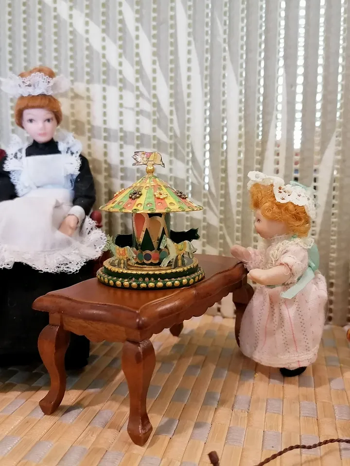 Miniature carousel. Dollhouse miniature.1:12 scale.
