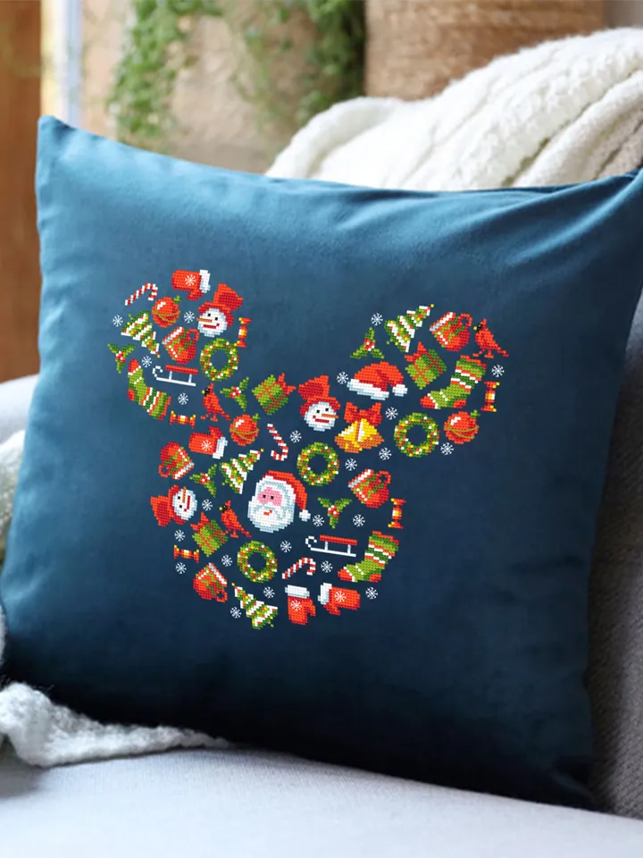 Christmas sampler cross stitch pattern download PDF Mouse Silhouette cross stitch chart, Christmas mouse head digital pattern PDF #N108