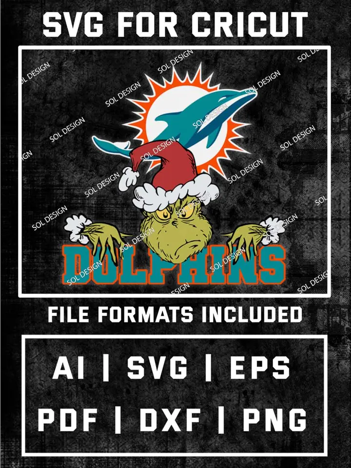 Grinch Miami Dolphins SVG, NFL SVG Design, NFL Miami Dolphins SVG, NFL Dolphins Cricut, Christmas Svg, Grinch svg, Digital Download